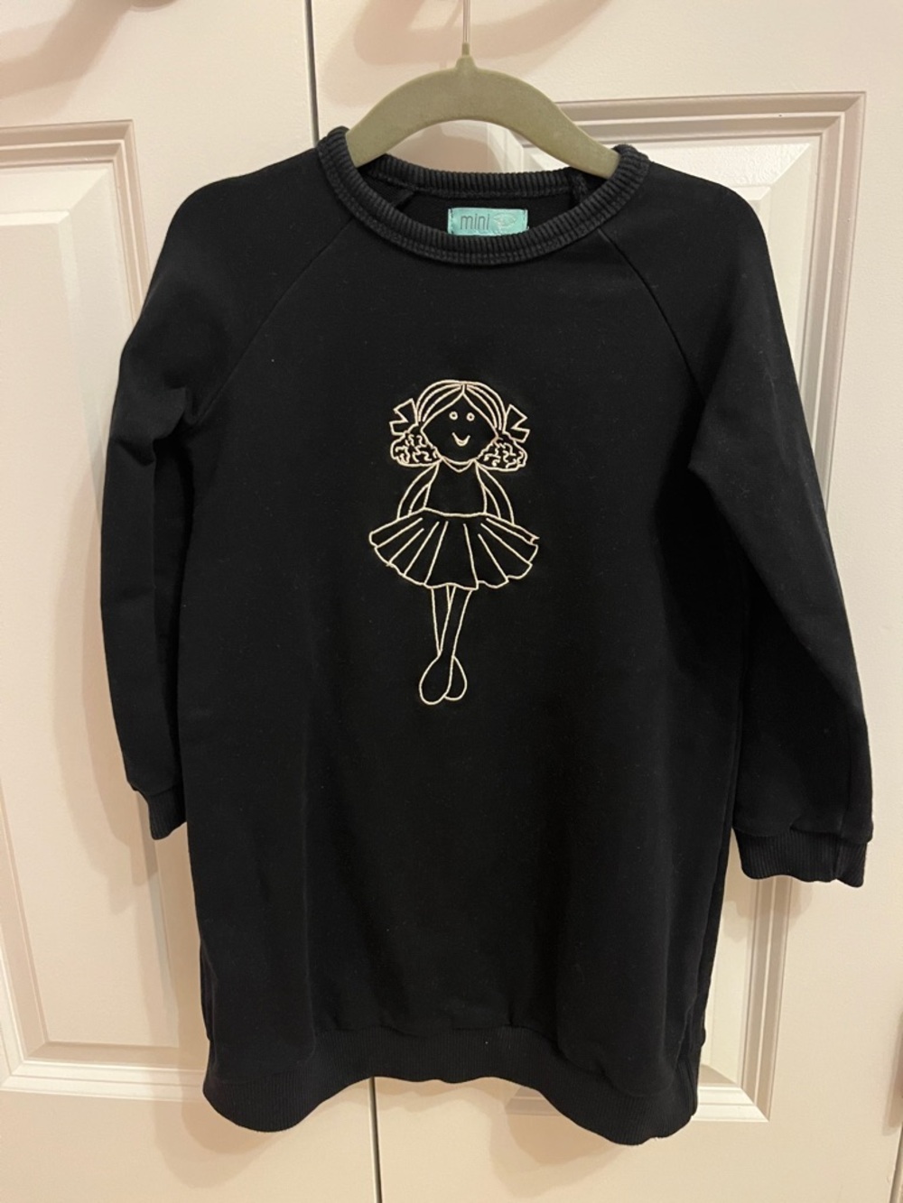 Mini P Black Sweatshirt Dress with Ballerina Graphic 4T